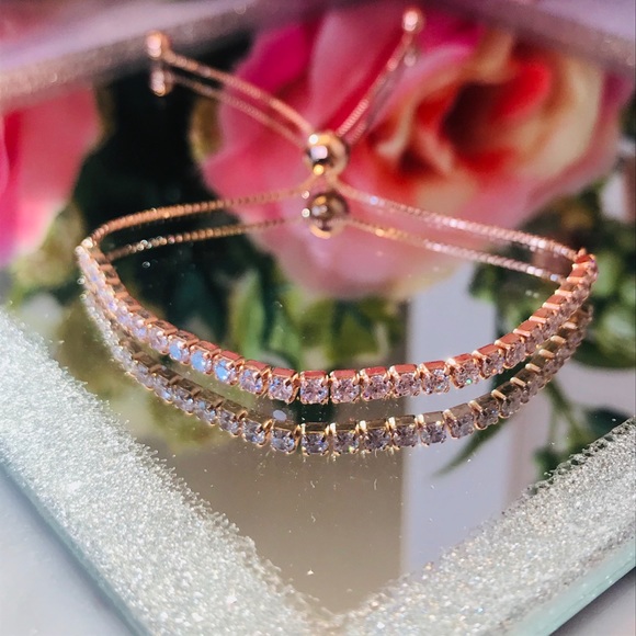 Rose sterling silver CZ bolo bracelet NEW! - Picture 2 of 7